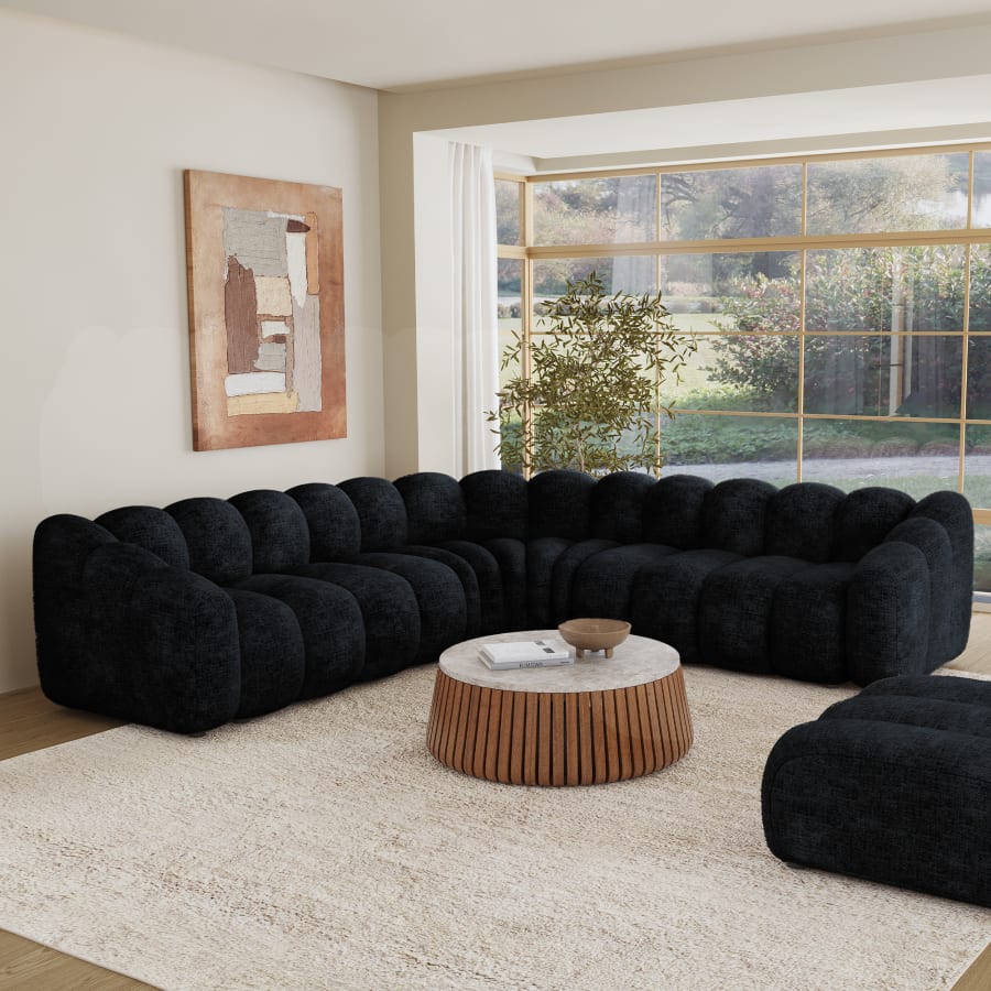 Canapé d'angle réversible en tissu noir